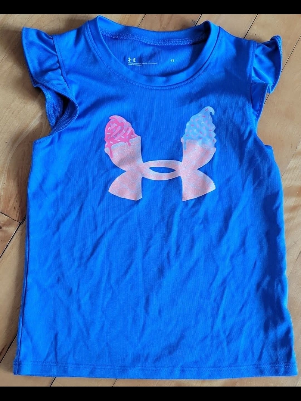 Under Armour Girls Blue Tank Top with Pink Ice Cream Logo
